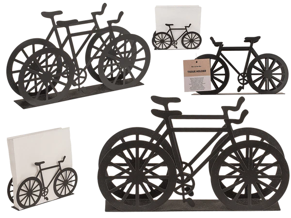[OOTB-144416] Schwarzer Metall-Serviettenhalter, Fahrrad, ca.