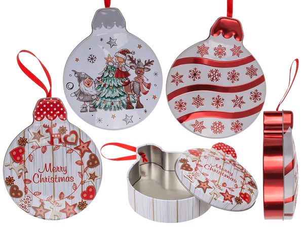 Metall-Geschenkdose, Weihnachtskugel,