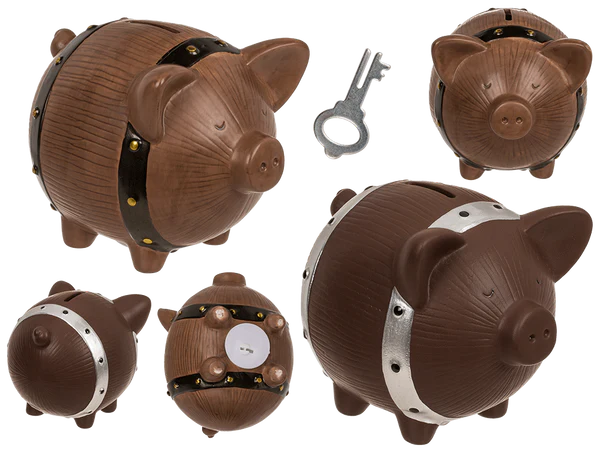 [OOTB-78/4111] Spardose, Fass-Schwein, 16 x 12,5 x 13 cm,