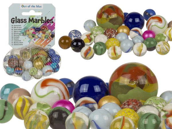 Glas-Murmeln, mehrfarbig sortiert,