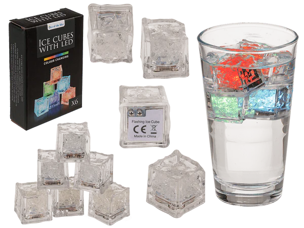 Kunststoff-Eiswürfel mit LED, farbwechselnd,