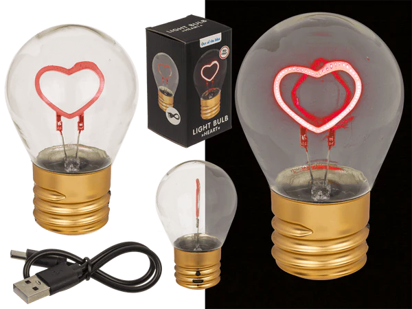LED-Glühleuchte, Herz, inkl. Lithium-Akku &