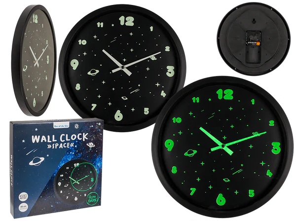 [OOTB-79/3302] Wanduhr, Space, leuchtet im Dunkeln,