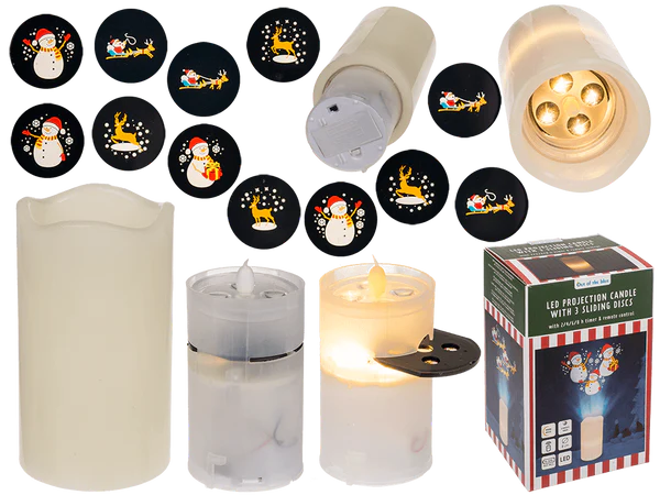 [OOTB-99/7924] LED Projektionskerze„ Christmas, 8 x 15 cm,