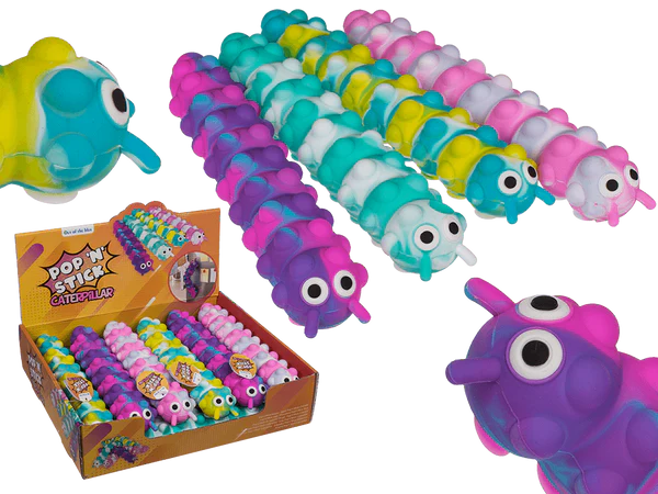 [OOTB-61/6686] Fidget Pop N' Stick Toy, Raupe,