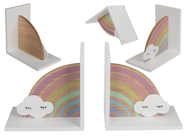 [OOTB-79/6031] Holz-Buchstütze, Regenbogen mit Wolke,