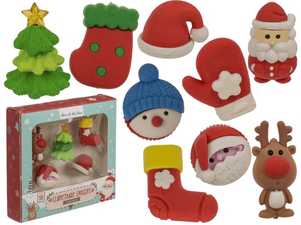 Weihnachts-Radiergummis, Collectibles, 5er-Set,
