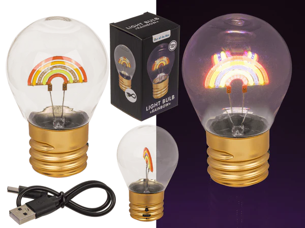 LED-Glühleuchte, Regenbogen, inkl. Lithium-Akku &