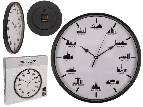 [OOTB-79/3303] Wanduhr, Skylines, 30 x 30 x 3,8 cm,
