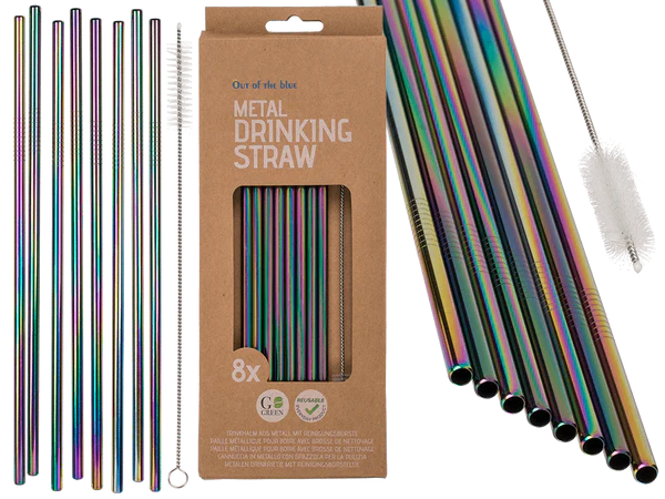 [OOTB-71/32341] Metall-Trinkhalm in Regenbogenfarben,