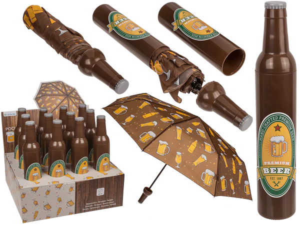 [OOTB-61/1844] Taschen-Regenschirm, Bierflasche,