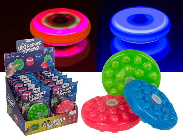 [OOTB-61/6684] Ufo Popper Spinner, mit LED (inkl. Batterien)