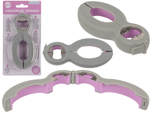 [OOTB-79/4943] Universal-Öffner, 6 in 1, Grau/Rosa,