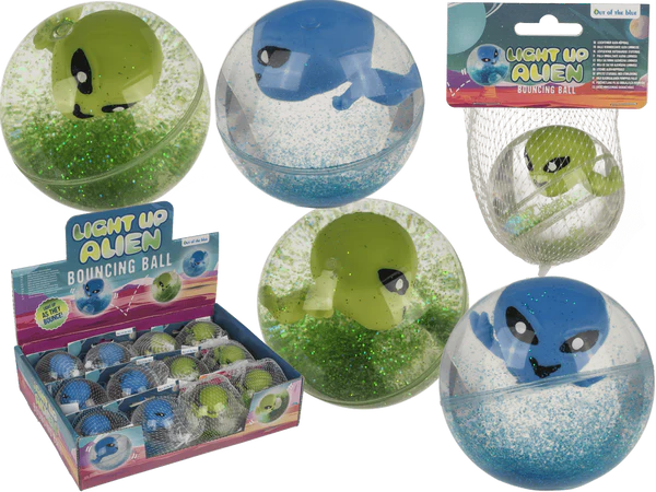 Blinkender Springball, Alien, 6,5 cm,