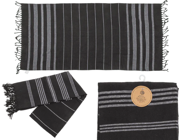 Weiß/schwarzes Fouta-Hamamtuch