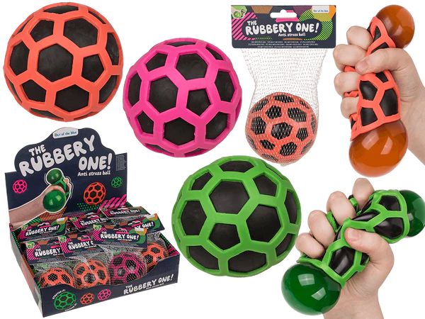Squeeze-Ball im Gummi-Netz, ca. 8 cm,