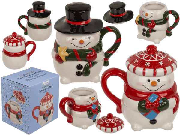 Becher, Funny Snowman, mit Deckel,