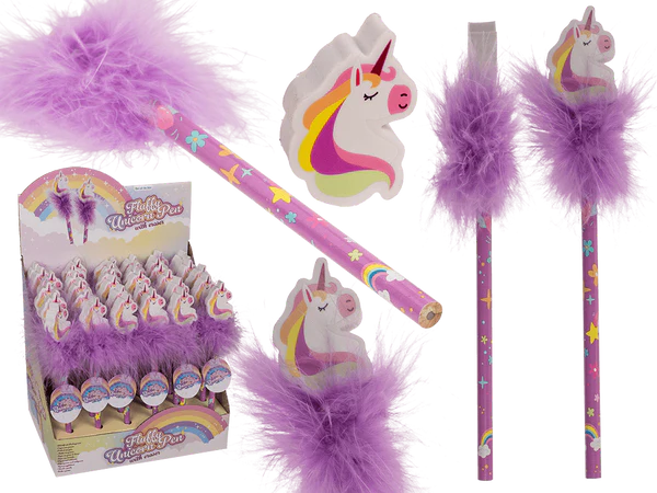Bleistift mit Radiergummi, Flauschiges Einhorn,