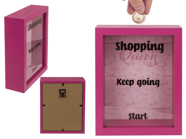 Holz-Spardose, Shopping Queen,