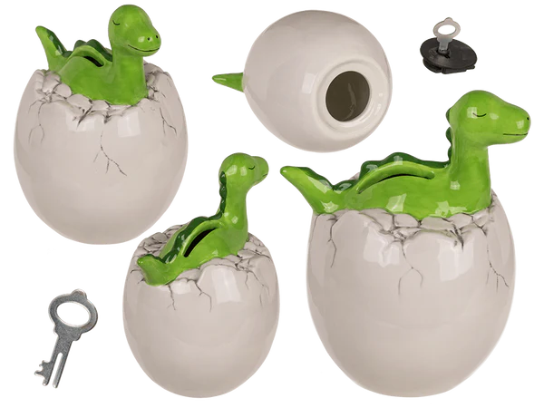 [OOTB-719228] Spardose mit Schloss Dino aus dem Ei,