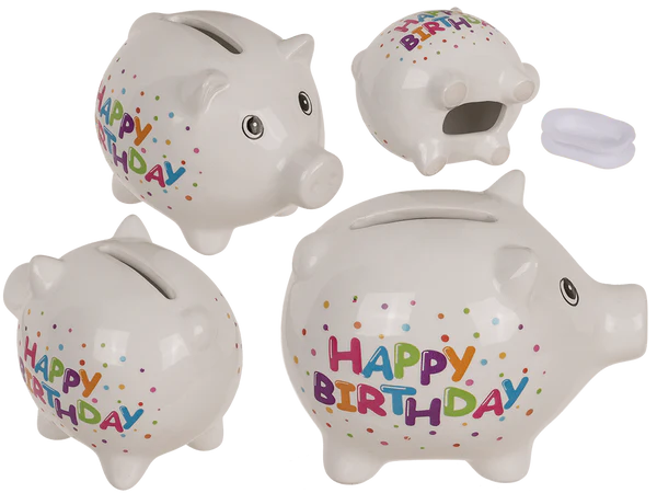 [OOTB-719229] Sparschwein "Happy Birthday", ca. 8,8 cm,