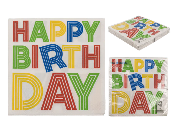 [OOTB-145316] Papier-Servietten, Happy Birthday, 33 x 33 cm,