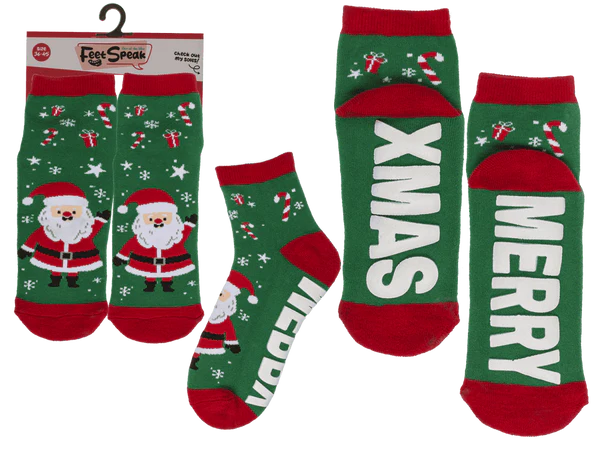 Socken, mit ABS-Sohle, Merry XMas, Einheitsgröße,