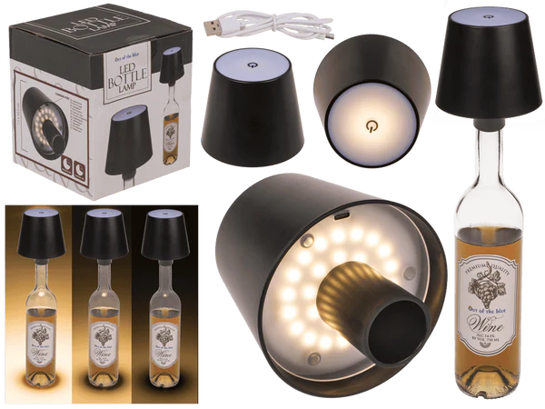LED Flaschenleuchte, schwarz,
