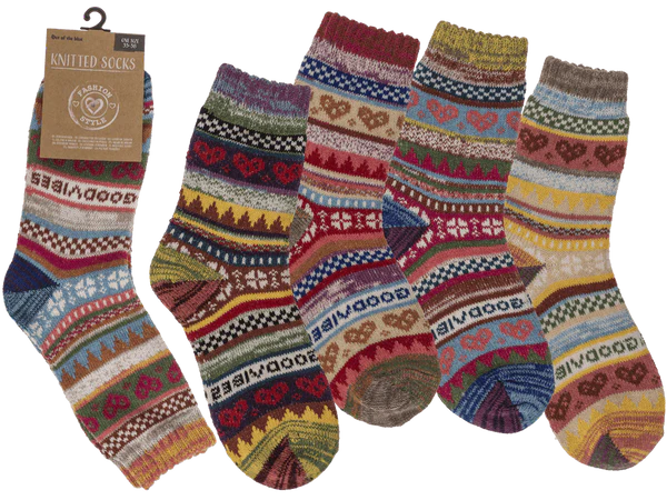 Damen-Stricksocken, Good Vibes,