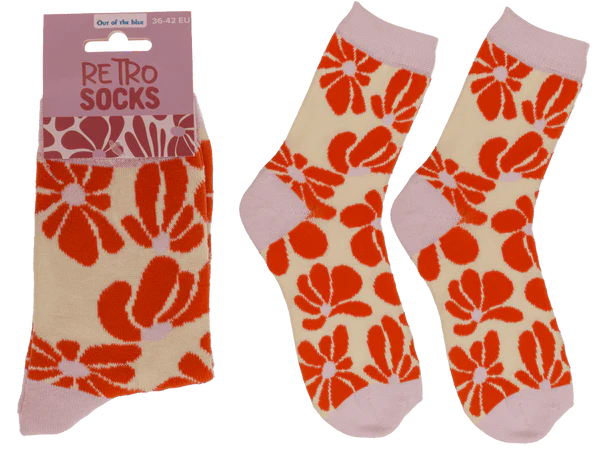 Socken, Retro Blumen, Größe 36-42,