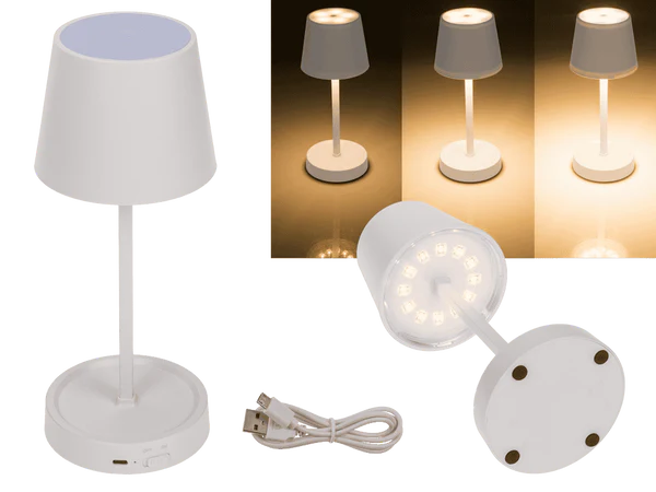 Weiße Tisch-Lampe mit LED,