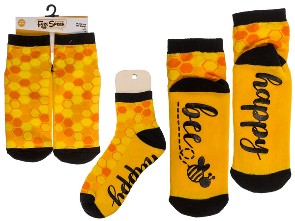 [OOTB-02/1419] Socken, mit ABS-Sohle, Bee Happy, Einheitsgröße,