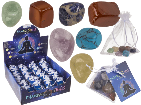 [OOTB-24/1246] Chakra Steine, 7er Set im Organza-Säckchen,
