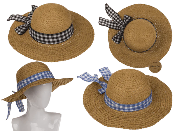 Strohhut mit karierter Schleife, Classic,