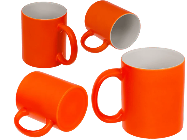 [OOTB-78/8468] Becher, Neon Orange, aus Steingut, 9 x 8,5 cm,