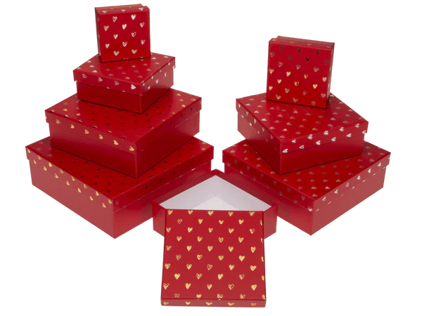 [OOTB-101619] Rote Geschenkkartonage, Shiny Hearts,