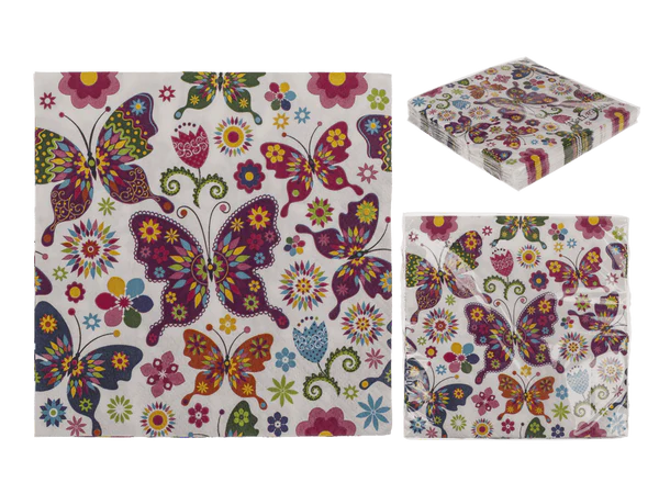 Papier-Servietten, Bunte Schmetterlinge,