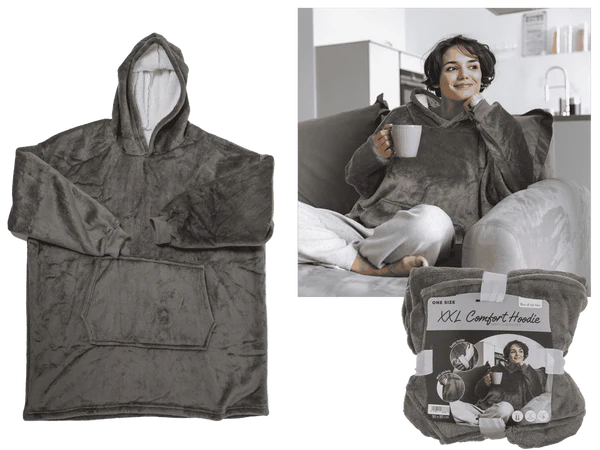 [OOTB-32/2117] Grauer XXL Kuschel-Hoodie, one size,