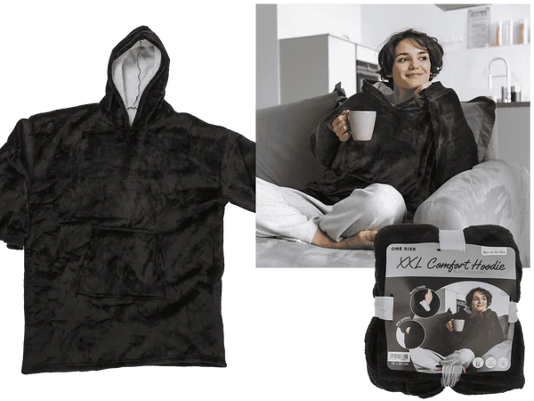 [OOTB-32/2118] Schwarzer XXL Kuschel-Hoodie, one size,