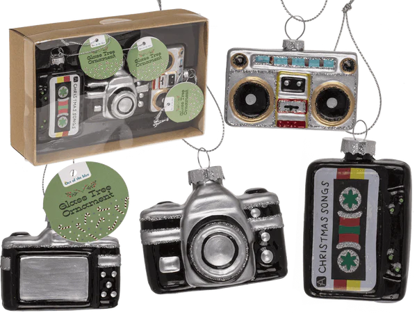 [OOTB-160092] Glas-Baumschmuck, Retro, 3er set, Kassette (7,5 x