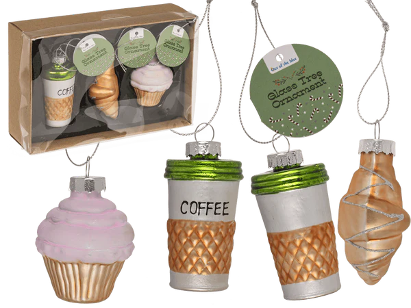[OOTB-160099] Glas-Baumschmuck, Kaffee, 3er Set, Kaffee (3,5