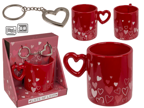 [OOTB-78/8377] Geschenkset "Love" , Becher und Schlüsselanhänger,