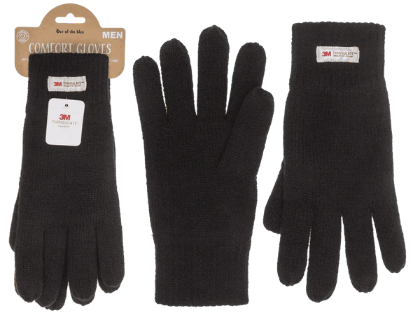 [OOTB-02/3131] Schwarze Herren-Handschuhe mit 3M Innenfutter,
