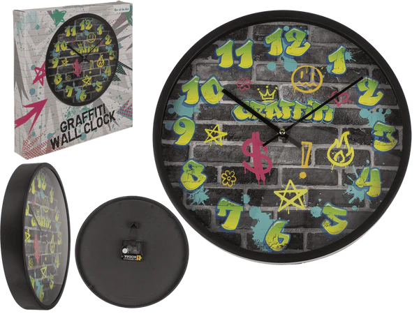 [OOTB-79/3308] Wanduhr, Graffiti, 30 x 30 x 4,5 cm,
