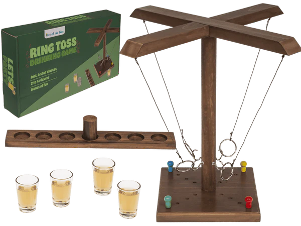 Ringwurf-Trinkspiel aus Holz, Höhe: 32,5 cm,