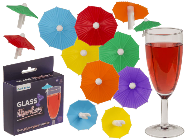 Glasmarker, Cocktailschirm, aus Silikon,