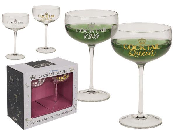 Cocktailglas-Set, Cocktail King und Cocktail Queen