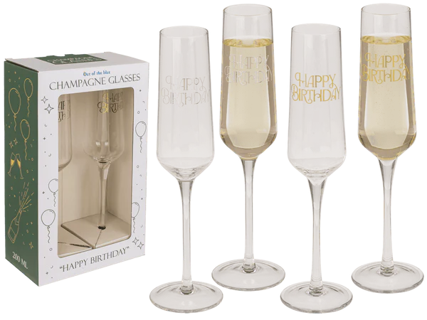 Sektglas-Set, Happy Birthday, 7 x 26 cm,