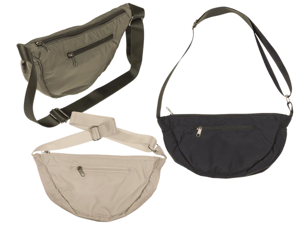 [OOTB-02/5074] Halbrunde Schultertasche mit Reisverschluss,