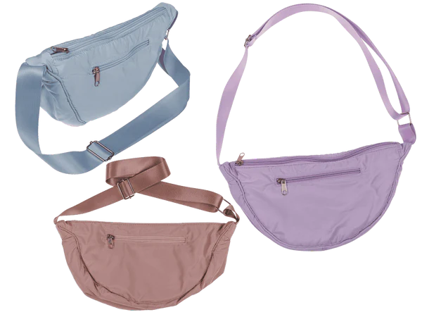 Halbrunde Schultertasche mit Reisverschluss,